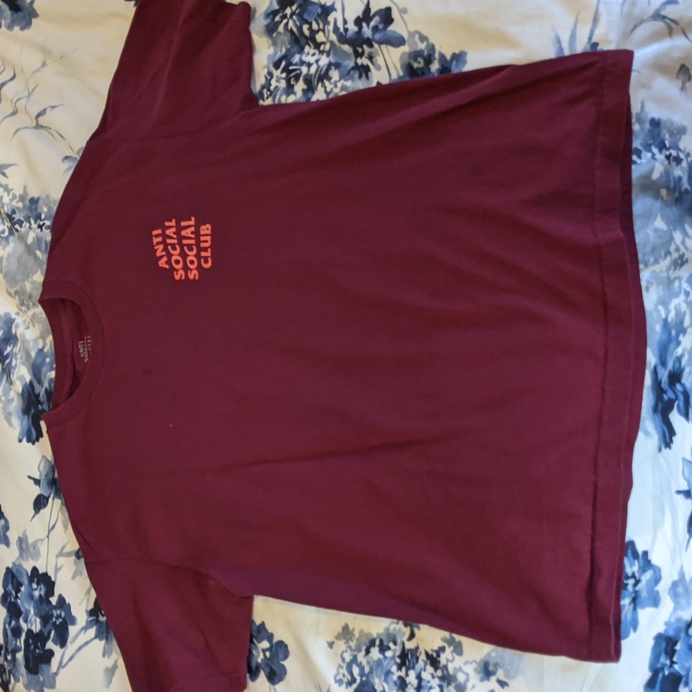 Anti Social Social Club Burgundy Shirt Orange Print XL